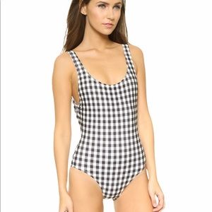 SOLID & STRIPED Black and White Checkered One Piece Swimsuit